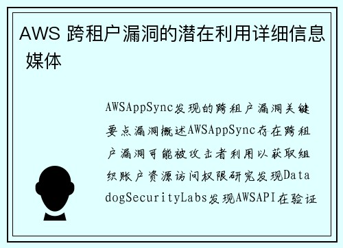 AWS 跨租户漏洞的潜在利用详细信息 媒体