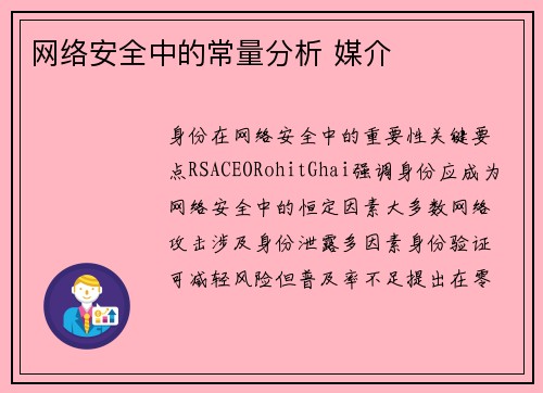网络安全中的常量分析 媒介